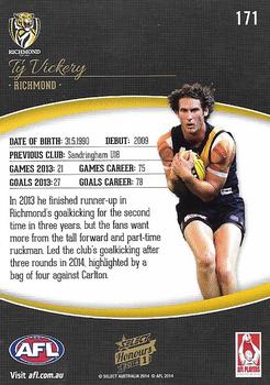 2014 Select AFL Honours Series 1 #171 Ty Vickery Back